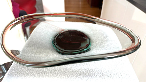 Große schwere glas schale - große,